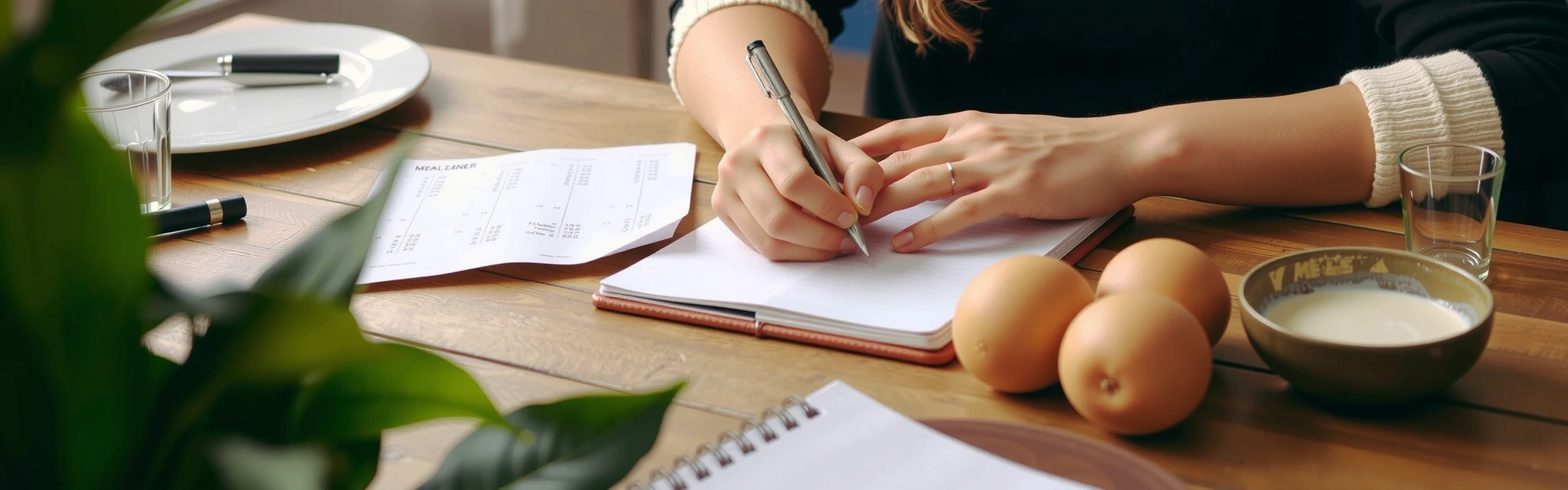 Handgeschreven planning voor avondmaaltijd